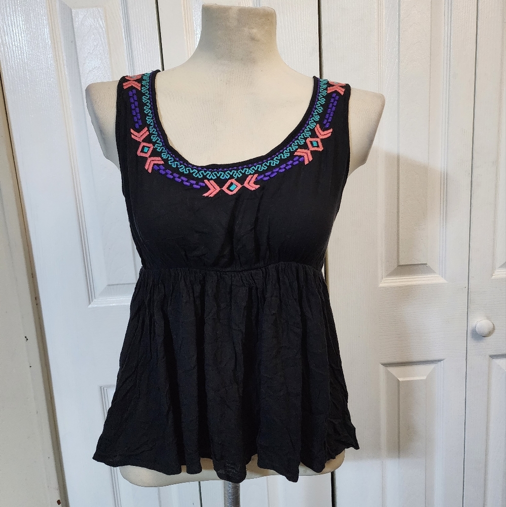 Truth NYC Open Back Embroidered Tank Top